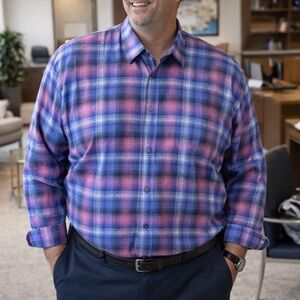 Eight X Dress Shirt. Size 3XL Plaid Cotton Business Casual